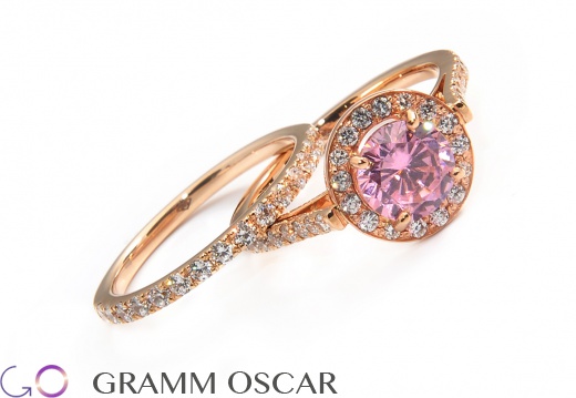 Кольца с розовым сапфиром и бриллиантами 