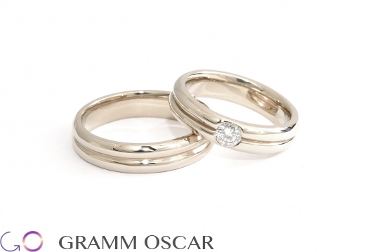 Обручальные кольца с бриллиантом, белое золото